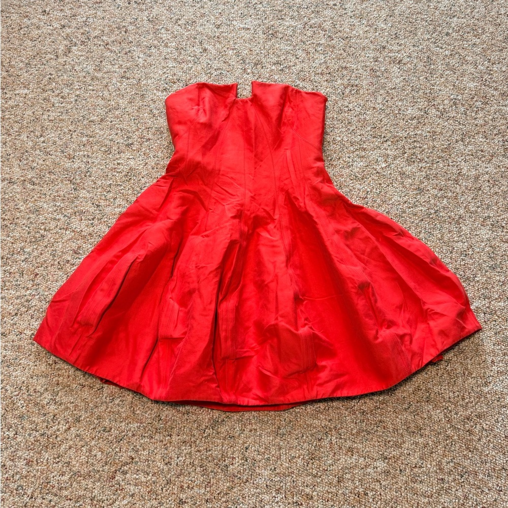 Halston Heritage Orange Red Vanna Dress Size 14